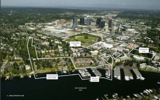 Outline shows area owned by the city of Bellevue and planned as a waterfront park.