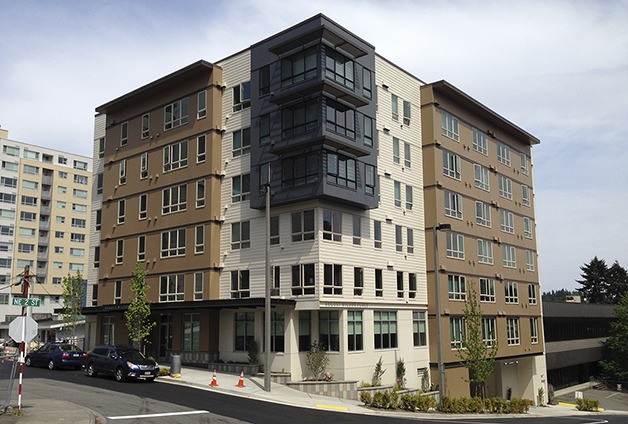 The Low Income Housing Institute's 57-unit August Wilson Place apartment building in downtown Bellevue is more than halfway occupied since leasing started in mid-April.