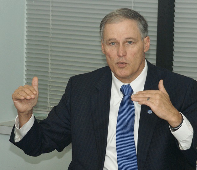 Gov Jay Inslee discussed the revenue portion of his proposed budget with the Reporter on Thursday.