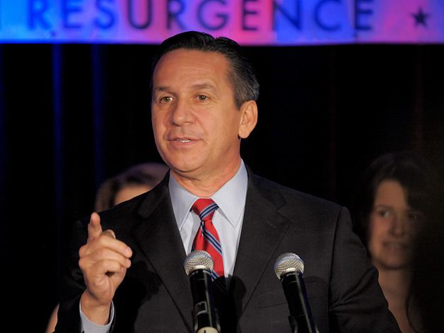 Republican senate candidate Dino Rossi addresses supporters gathered for election returns at the Hilton Hotel in Bellevue on Tuesday.