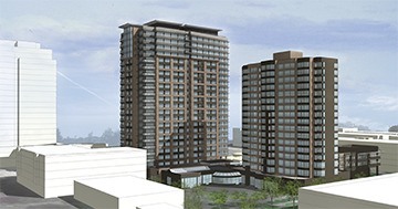 This artist rendering shows what a second Pacific Regent tower is proposed to look like paired with the current one on 109th Avenue Northeast.