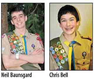 Neil Baunsgard and Chris Bell have earned the Eagle Scout award.