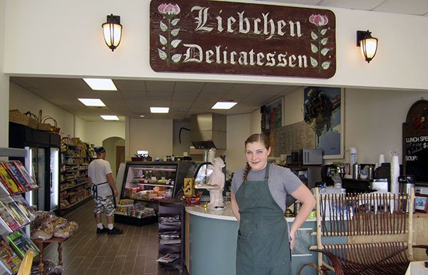 Siobhan Donohue in front of the new storefront for Liebchen Delicatessen