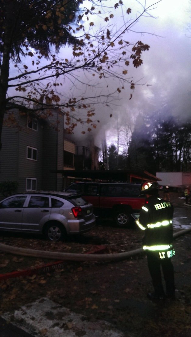 Bellevue Firefighters tackled a blaze at an apartment building within a complex on the 4500 block of 148th Avenue Northeast.