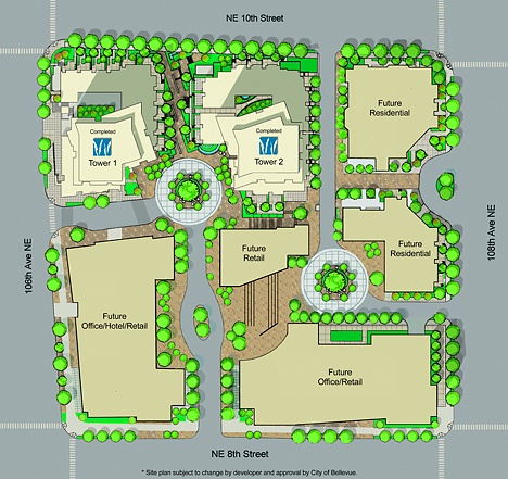 Washington Square’s second phase will involve the lower left portion of the site plan and the top right area.