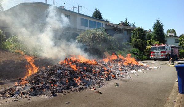 A Republic Services garbage truck driver had to dump about 8