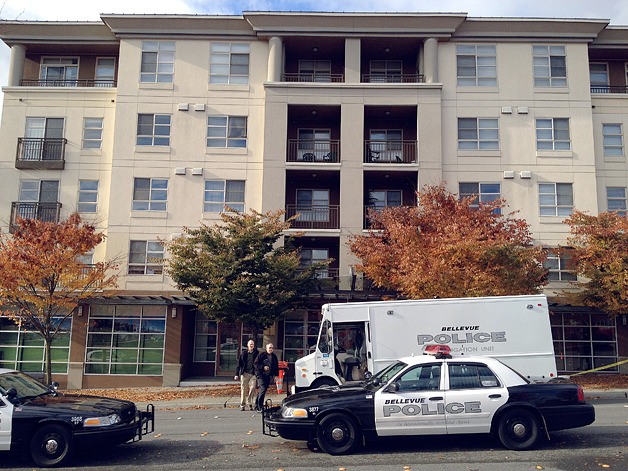 Bellevue Police respond to an apartment at 111 108th Ave. NE where a man reportedly was shot and killed this morning.