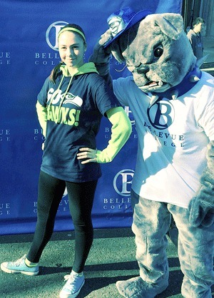 Katia Yermak shows her Seahawks Pride with the Bellevue College Bulldog.