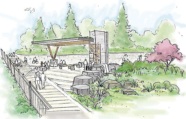 A rendering of one of the rest areas along the Eastgate section of the Mountains to Sound Greenway.