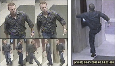 Bellevue Police are asking for the public's help in identifying the man in the photos who damaged a card-reading machine at Lincoln Square.