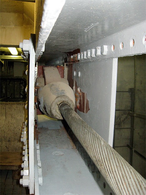 The cable socket inside an SR 520 bridge pontoon.