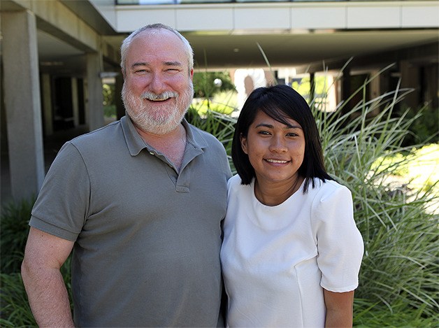 Bellevue College President David Rule stands with new Student Trustee Stassney Jane A. Obregon.