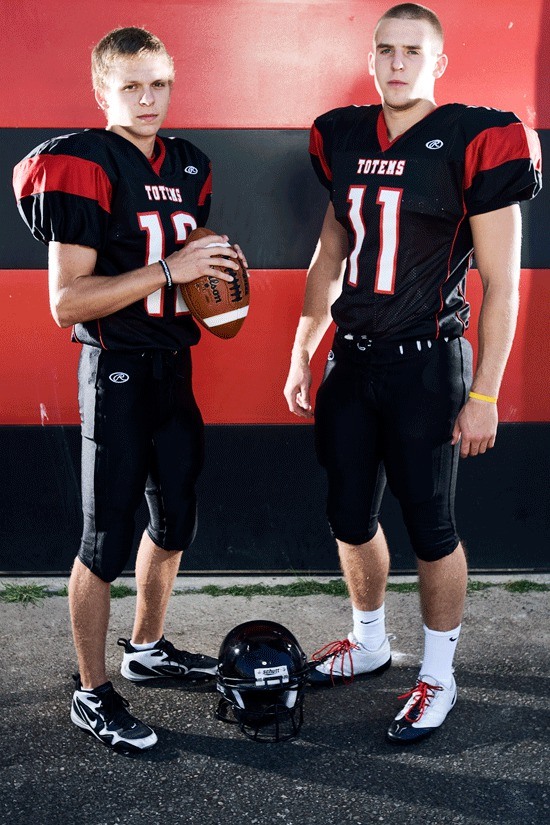 Quarterback Andrew Engles (left) and linebacker Taylor Ragan are the undisputed offensive and defensive leaders for the Totems.