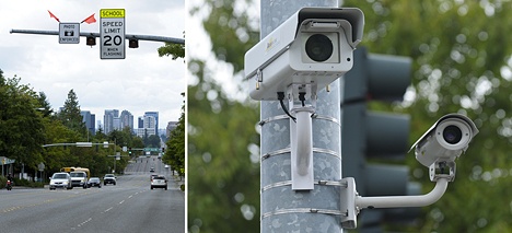 New traffic enforcement cameras have been installed at the intersection of 143rd Avenue Northeast and Northeast 8th Street near Stevenson Elementary School in Bellevue.