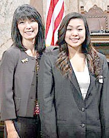 State Rep. Sharon Tomiko Santos (D-Seattle) with Sammamish High sophomore Molly Tokuda.