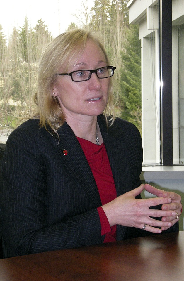 Washington State Department of Transportation Secretary Lynn Peterson speaks to Reporter staff Wednesday morning (Feb. 19) in Bellevue.