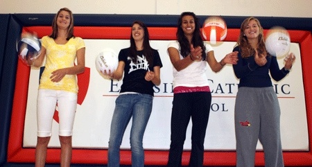 Eastside Catholic volleyball players (from left to right) Cami Silverman
