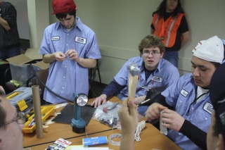 Members of the Puget Sound Skills Center compete in the Construction Challenge
