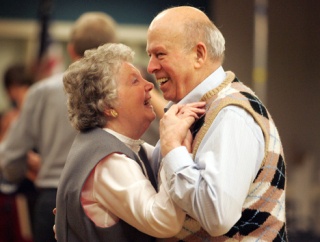 Maury and Curtta Andal enjoy dancing together at the Sweetheart Dance event at North Bellevue Community Center on Tuesday