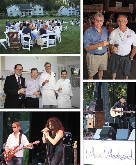 The Washington Wines Festival drew a large crowd to Carnation Farms last weekend to support Camp Korey. Top left: Saturday night festivities took place on the back lawn of the Hippodrome and included a BBQ hosted by Tulalip Resort Casino and live performances by Vince Mira and The White Sox All-Star Band. Middle left: Chefs participating in the event included (left to right) Managing Partner Nicolas Kassis of The Capital Grille