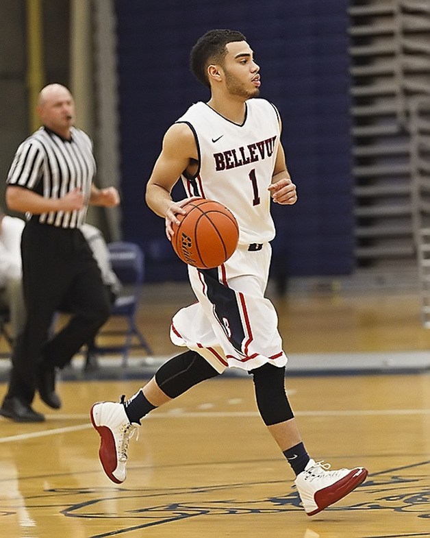 Bellevue Bulldogs point guard Jalen Ward brings the ball up the court in a game earlier this season.