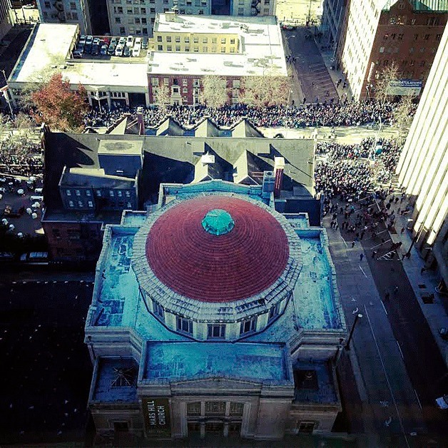 Thousands – and we mean thousands – of Seahawks fans pack downtown Seattle on Wednesday