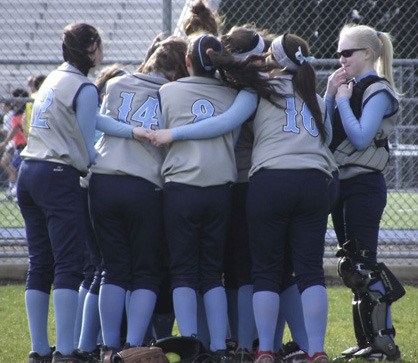 Interlake players meet before a game earlier this season.