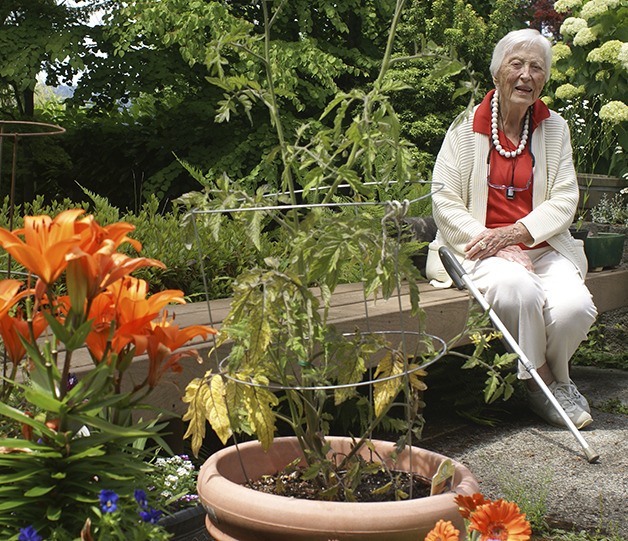 Nancy Davidson Short in her Hunts Point garden.