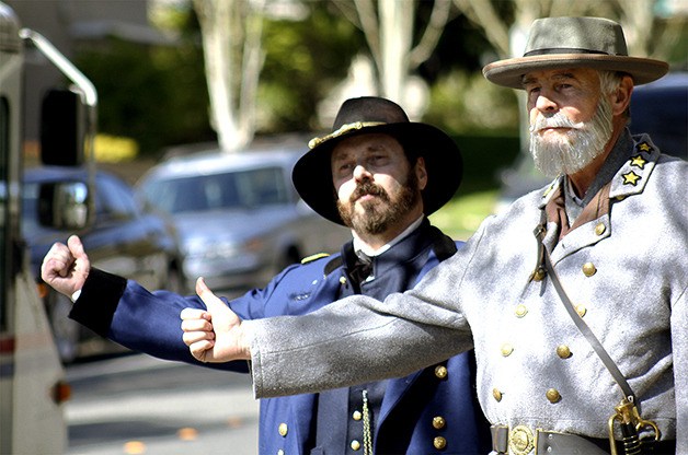 Civil War reenactors were at Wildwood Park in downtown Bellevue on Thursday
