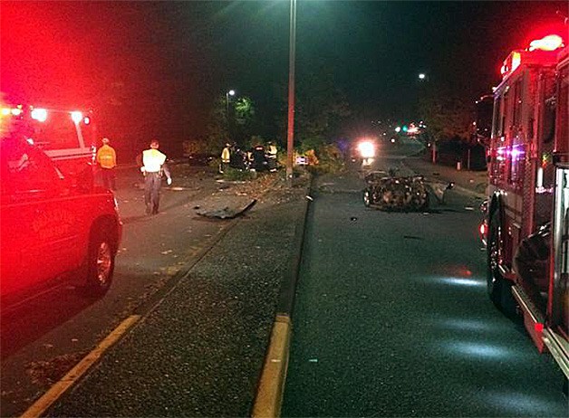 The scene of the fatal crash on Oct. 14 in which the car split in two.