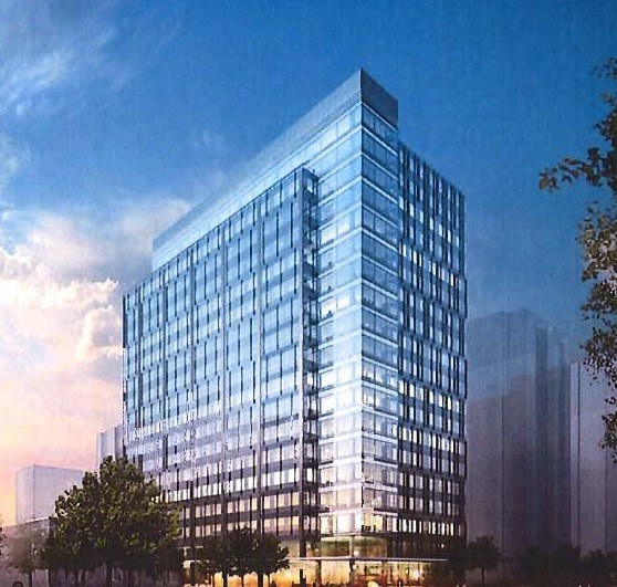 The design for Trammel Crow's Bellevue Office Tower is shown here.