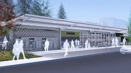 This rendering shows the design for Sound Transit's East Main Station.