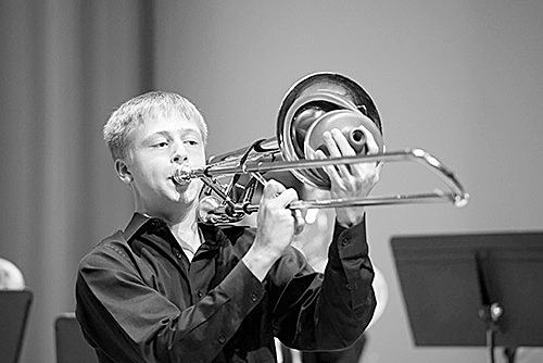 Chance Sweetser has been playing the trombone since the fifth grade.