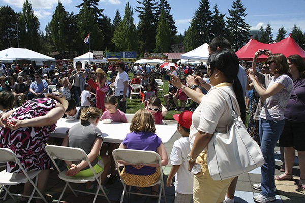 The strawberry shortcake eating contest at this year's Strawberry Festival
