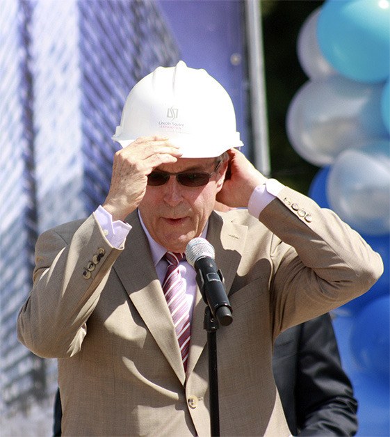 Kemper Freeman prepares to make remarks at the Wednesday groundbreaking ceremony for the Lincoln Square expansion on Bellevue Way.