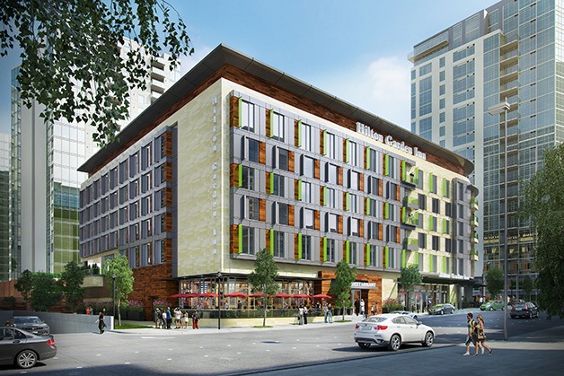 The city is reviewing design plans for the Hilton Garden Inn