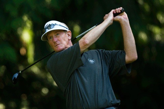 Tom Brandes plays his tee shot on 14 during the First Round at the 2010 U.S. Senior Open Championship at Sahalee Country Club in Sammamish