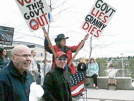 Many Tea Party protesters at the Bellevue rally came equipped with signs.
