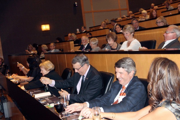 Tateuchi Center supporters celebrate the announcement that donors contributed $20 million toward the long-planned center