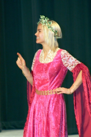 Holli Herdeg practices her lines as Helena in the production of A ‘Midsummer Night’s Dream.’