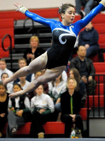 Bellevue junior Emily Lopez won the floor routine Saturday with a scored of 9.525 - the highest in all classifications.