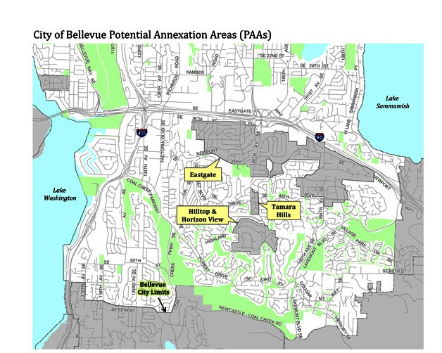 Areas outlined in yellow are unincorporated property