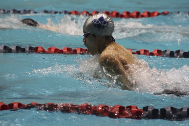 Interlake's Jeffrey Li swims during the 3A meet.