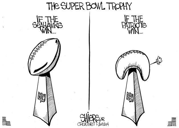 How the Super Bowl trophy will look depending on who wins.