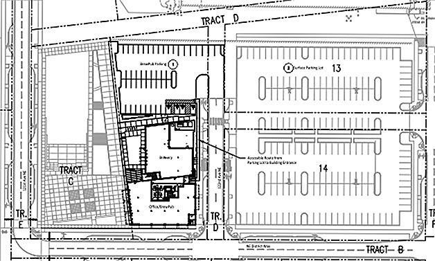 The design shows the location of the proposed brewpub in the new Spring District development. With city approval