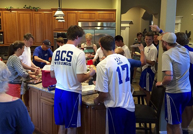 The Bellevue Christian Vikings boys soccer team gathered for an end of the season barbecue
