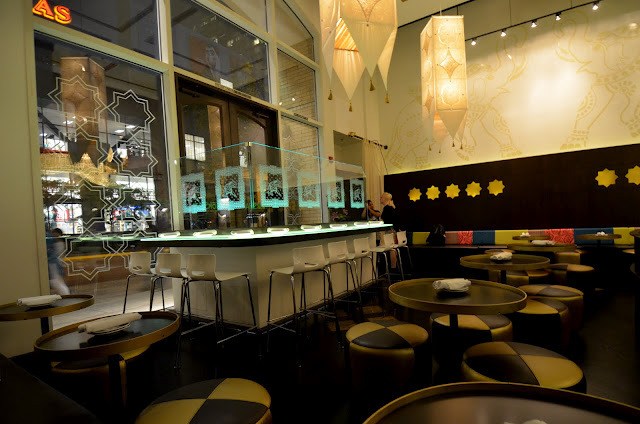 The bar at the new Moksha restaurant at Bellevue Square. The restaurant features a new style of Indian cuisine