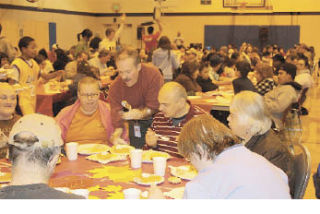 More than 250 people were served a Thanksgiving dinner at Crossroads Community Center on Tuesday