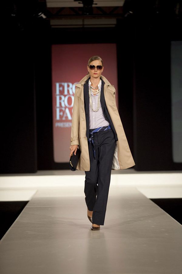 A models walks the runway at Vogue's Front Row Fashion Runway Show on Saturday