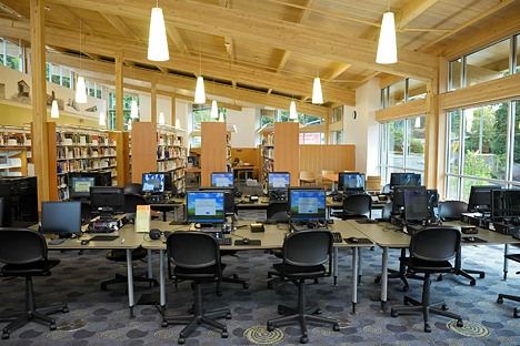 Computers are ready for the patrons who will use them at the new Lake Hills Library